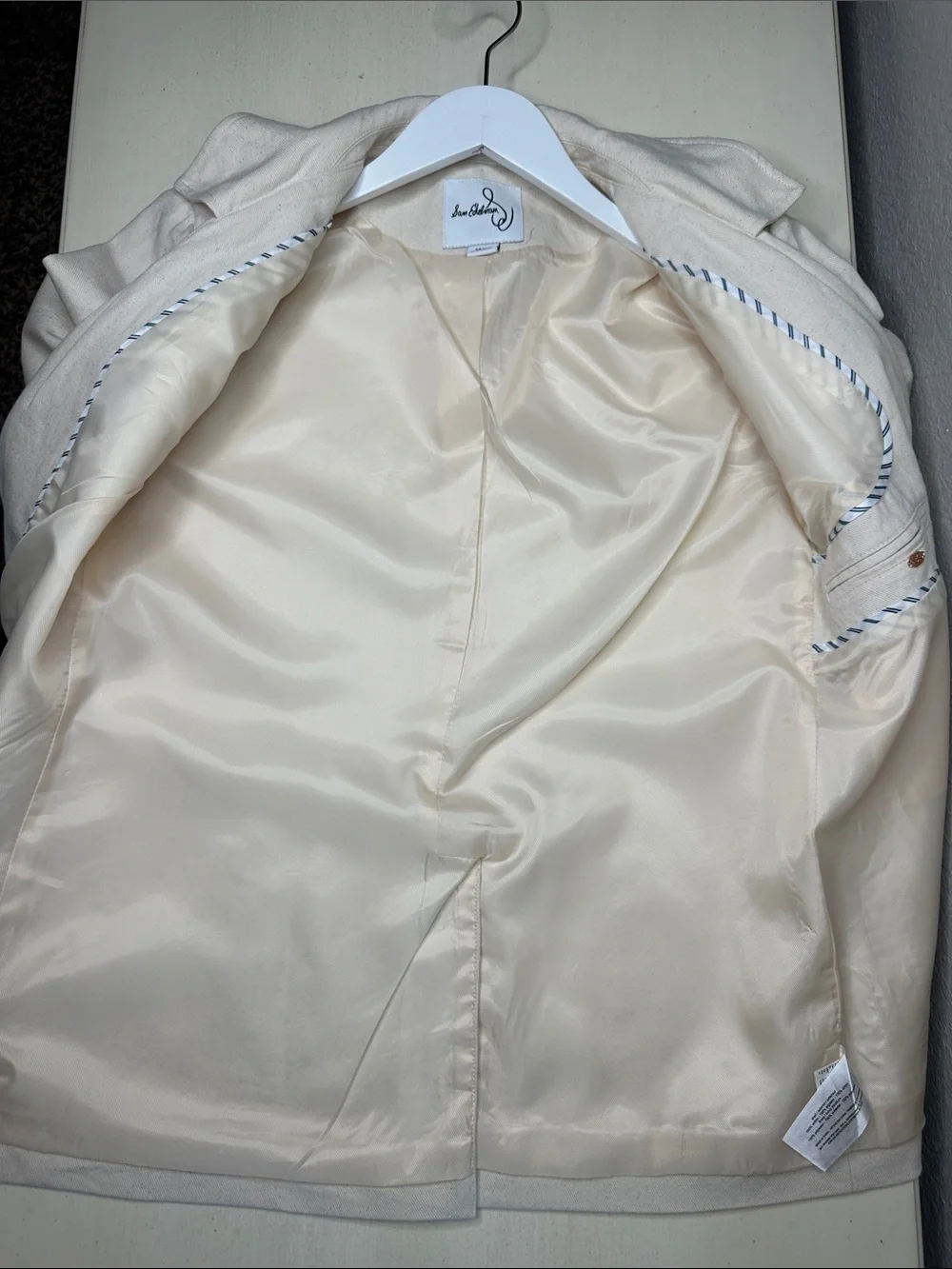 Sam Edelman 100% Cotton Canvas Zander Blazer Size Small Cream Scalloped Edges